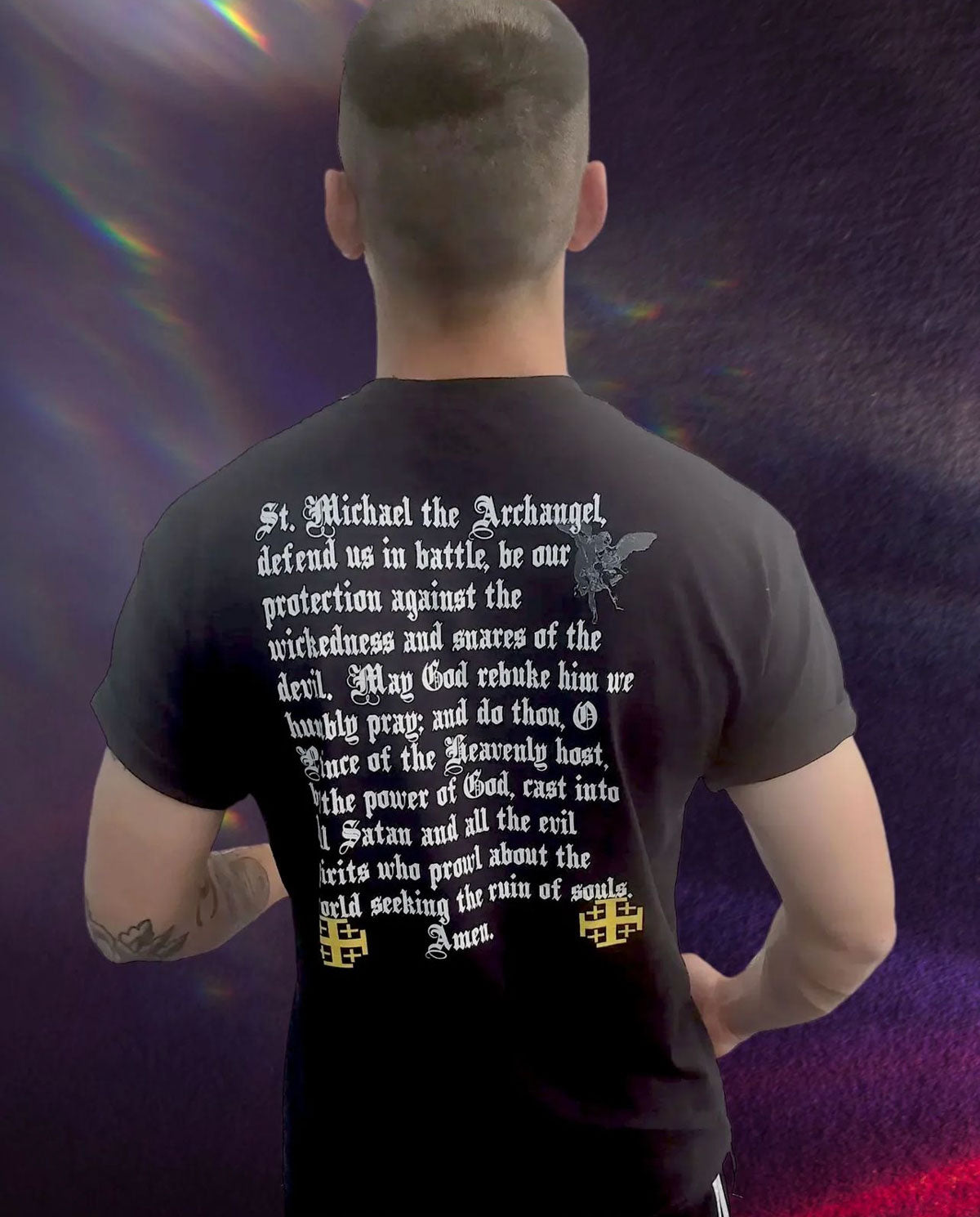 HALLOWED ST.MICHAEL DEFEND US IN BATTLE SHIRT